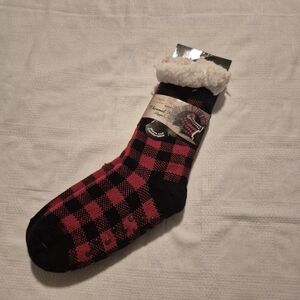 Maribeau sherpa lined slipper socks, buffalo plaid, anti slip dots 4.7 TOG New